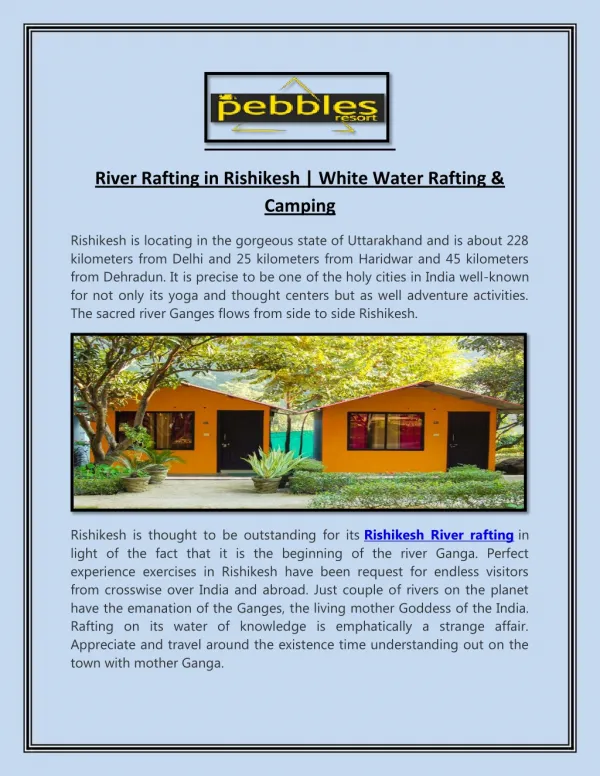 River Rafting in Rishikesh | White Water Rafting & Camping