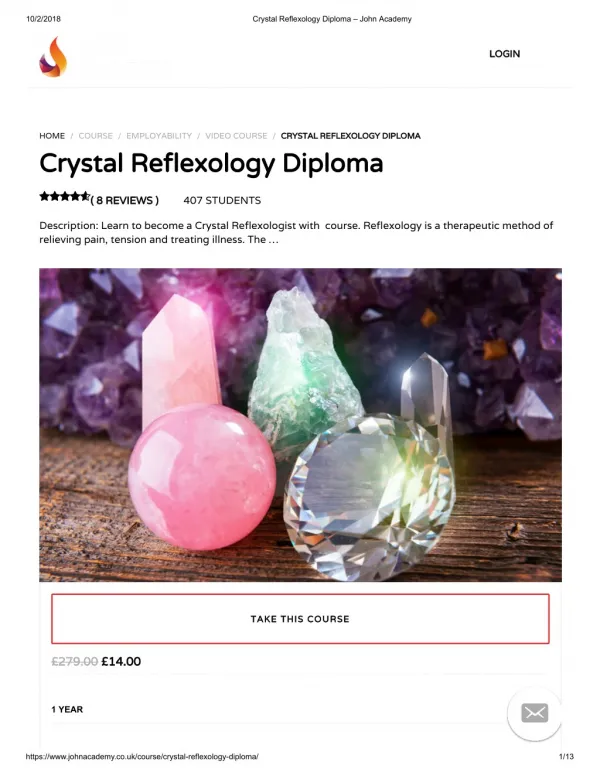 Crystal Reflexology Diploma - John Academy