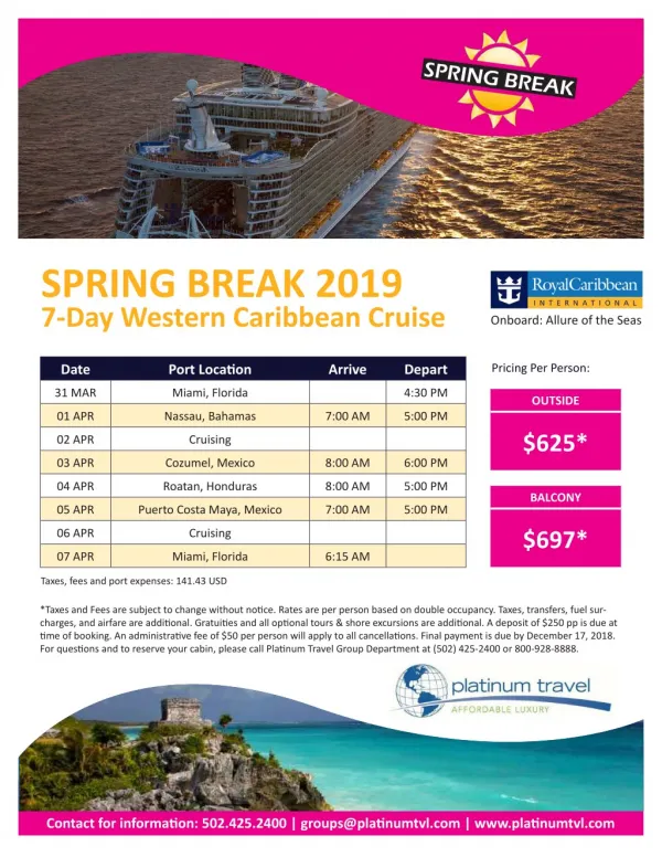 Spring Break 2019 Royal Caribbean