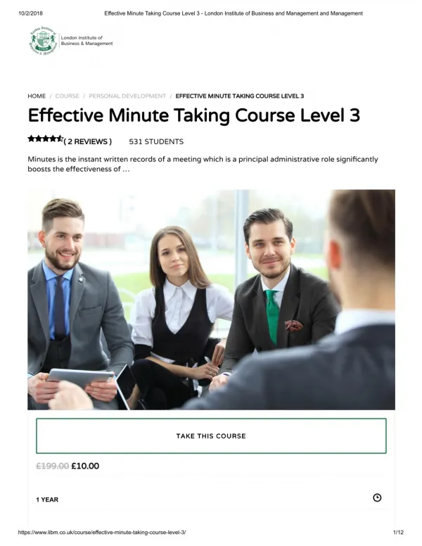 Effective Minute Taking Course Level 3 - LIBM