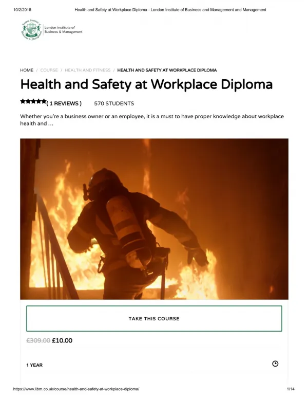 Health and Safety at Workplace Diploma - LIBM