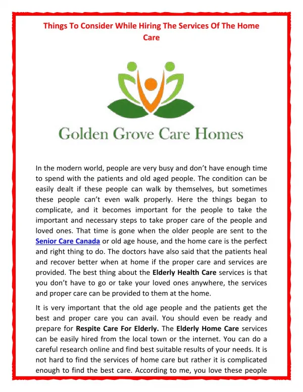 Things To Consider While Hiring The Services Of The Home Care