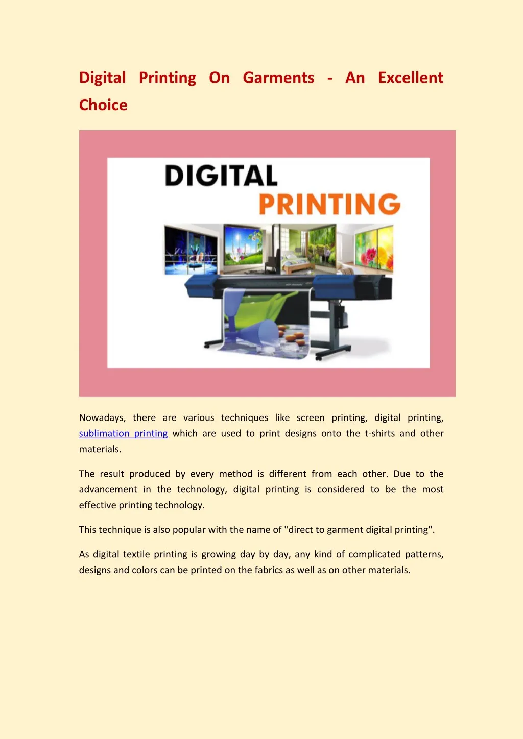 digital printing on garments an excellent