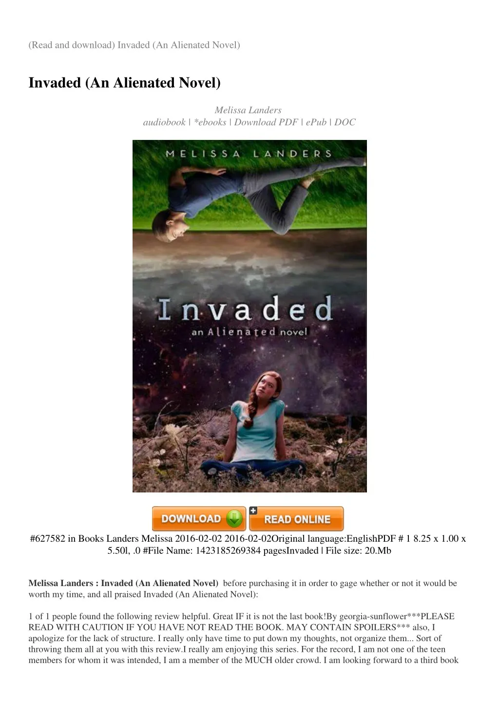 read and download invaded an alienated novel