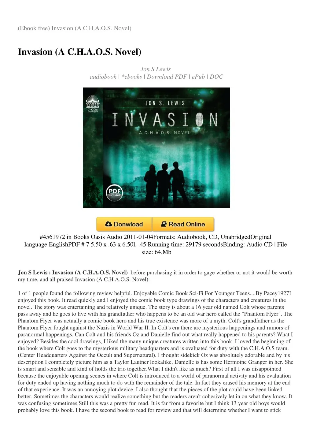 ebook free invasion a c h a o s novel