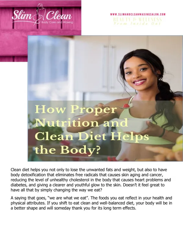 How Proper Nutrition and Clean Diet Helps the Body