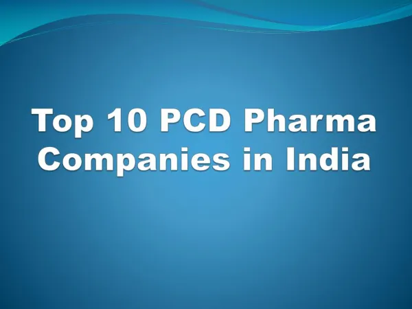 Top 10 PCD Pharma Companies in India