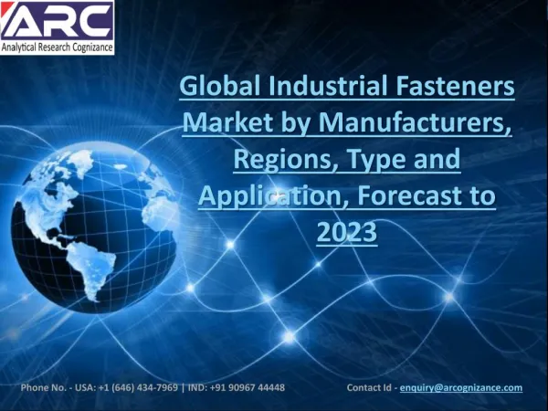 Industrial Fasteners Market – Advanced technologies, Forecast and Winning Imperatives, 2018 – 2023