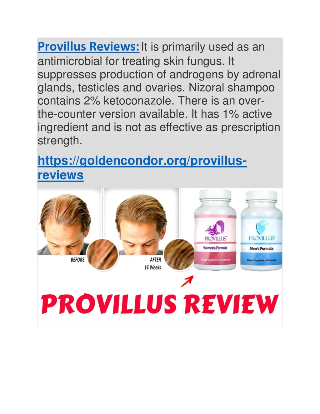 provillus reviews it is primarily used