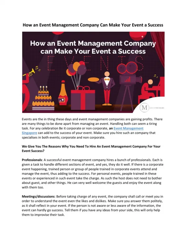 How An Event Management Company Can Make Your Event A Success