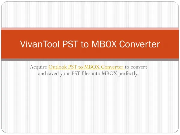 VivanTool PST to MBOX Converter Software