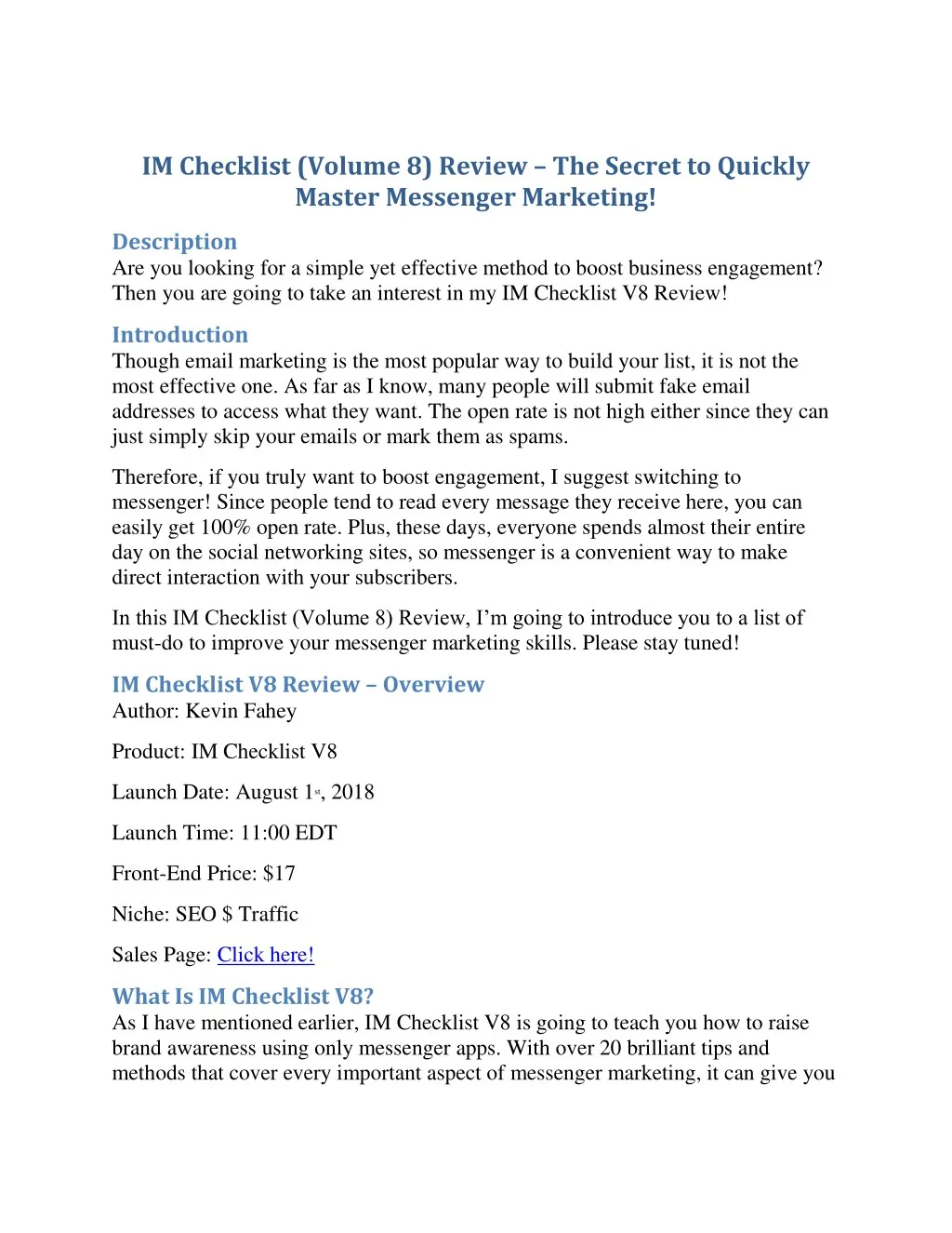 im checklist volume 8 review the secret