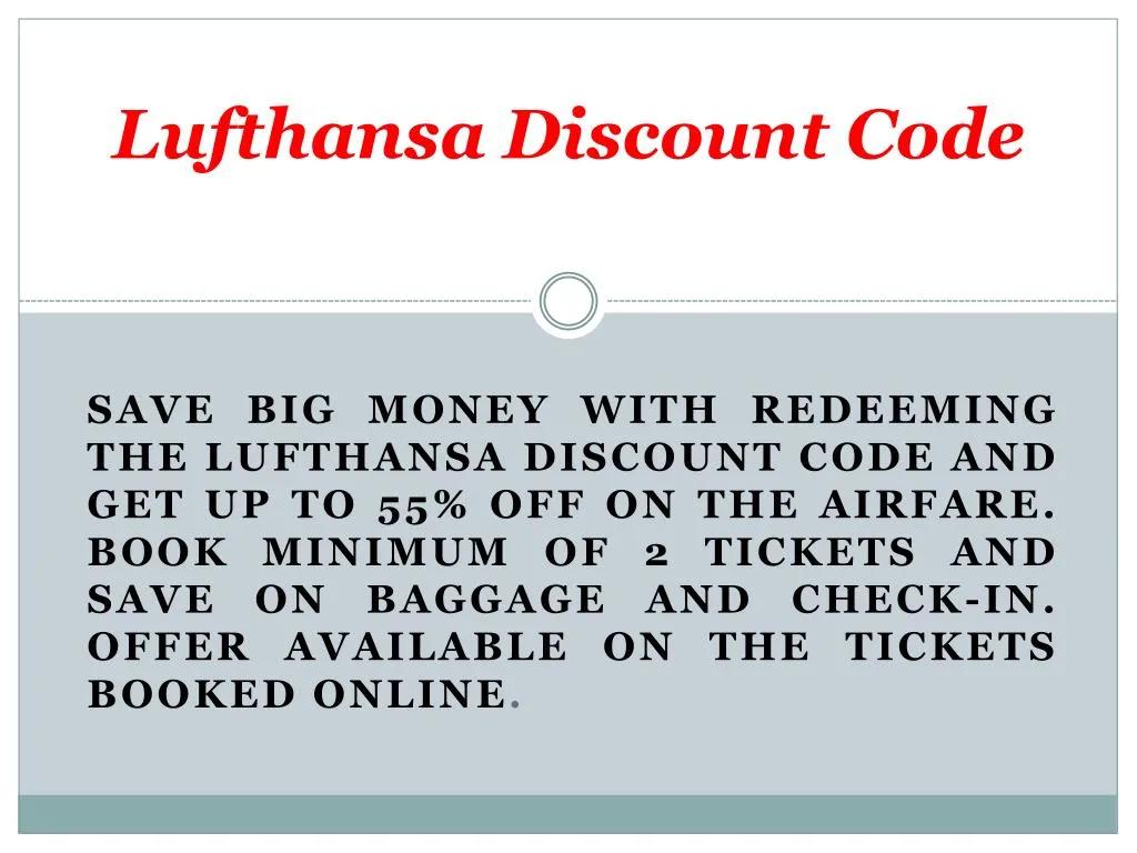 lufthansa discount code