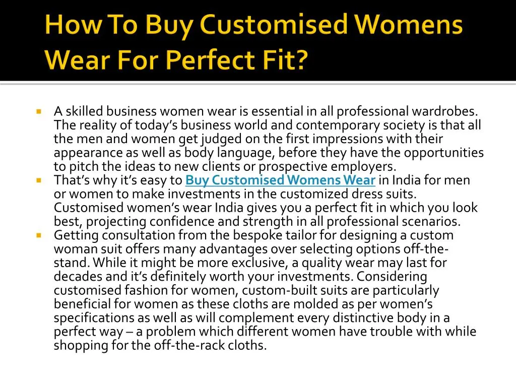 how to buy customised womens wear for perfect fit