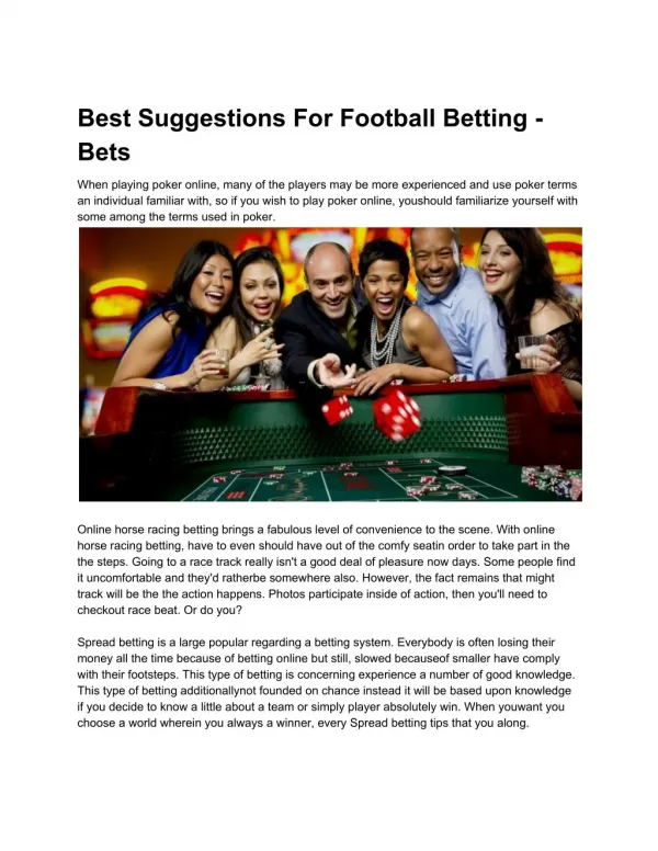 Best Suggestions For Football Betting - Bets