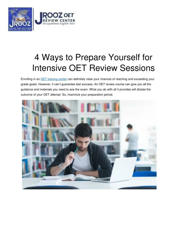 4 Ways to Prepare Yourself for Intensive OET Review Sessions