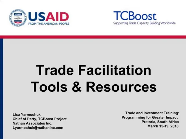 Trade Facilitation Tools Resources