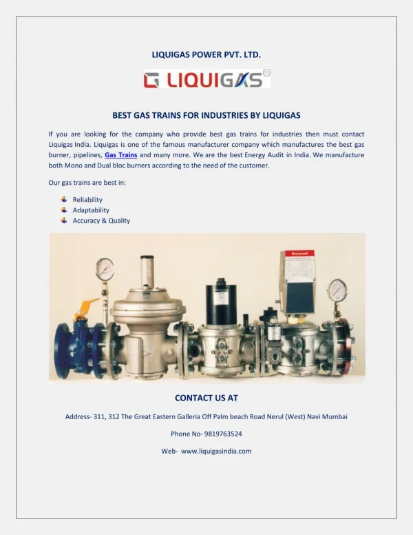 BEST GAS TRAINS FOR INDUSTRIES BY LIQUIGAS
