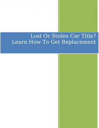 PPT - I Lost My Car Title PowerPoint Presentation, Free Download - ID ...