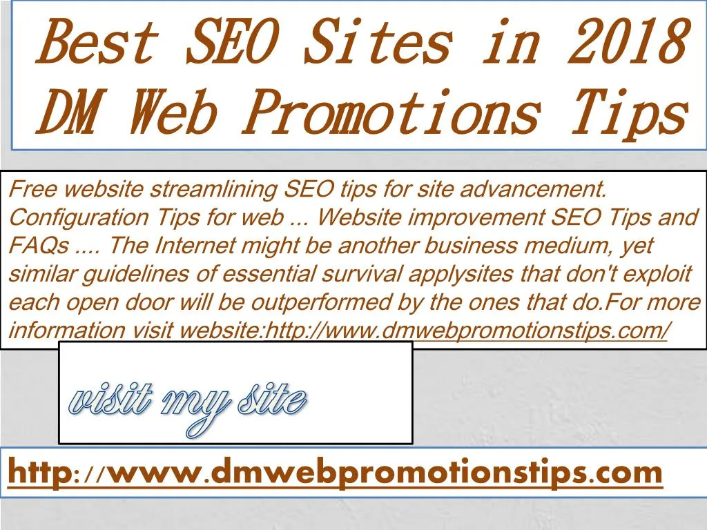 best seo sites in 2018 dm web promotions tips