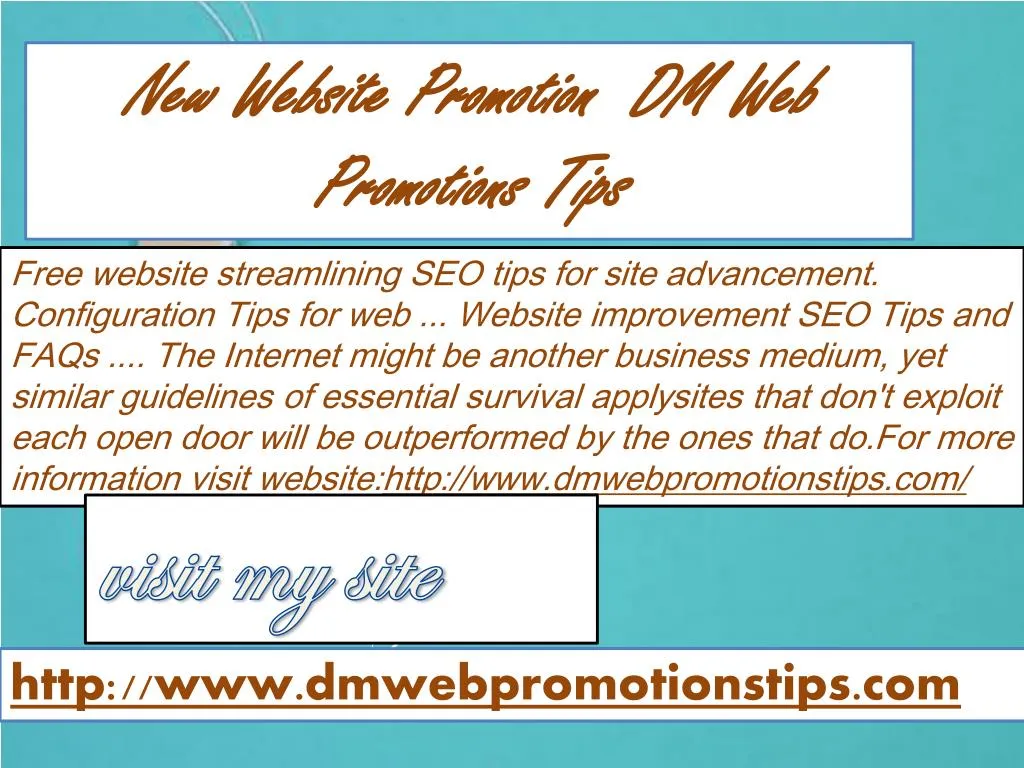 new website promotion dm web promotions tips