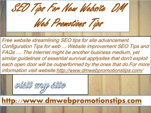seo tips for new website dm web promotions tips