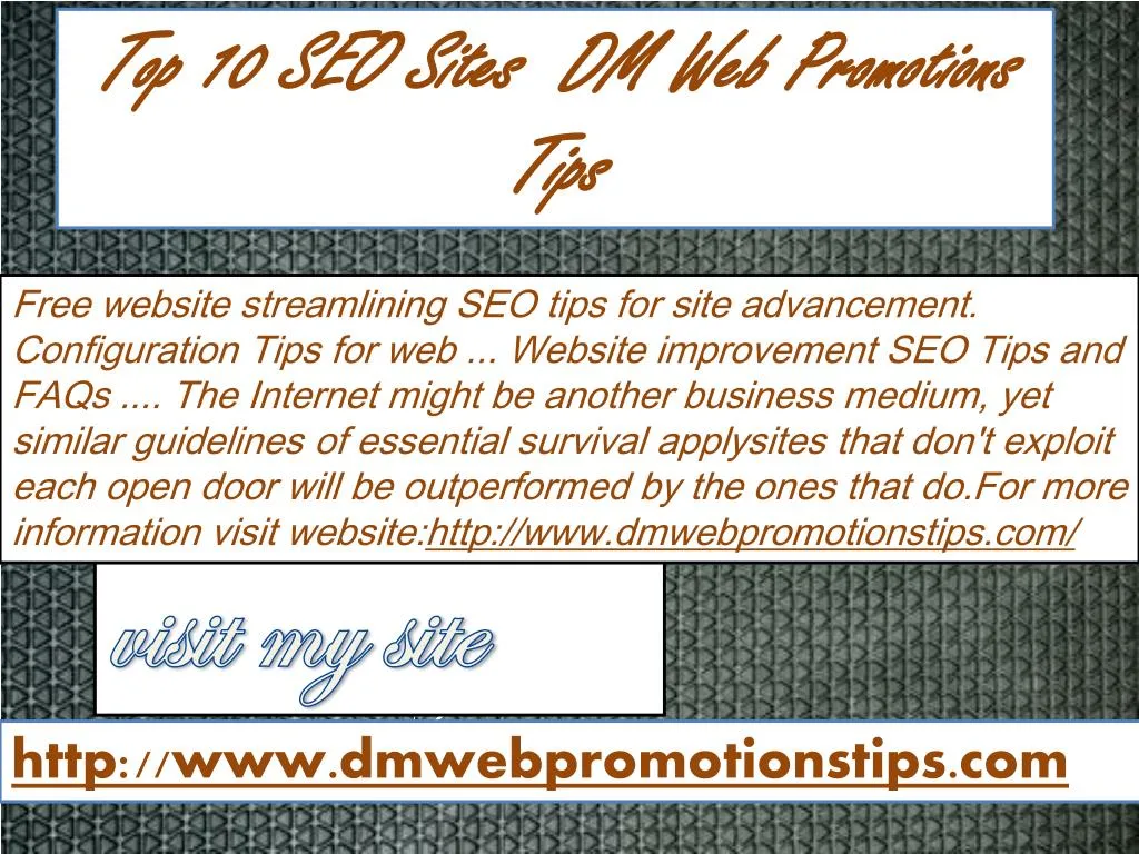 top 10 seo sites dm web promotions tips