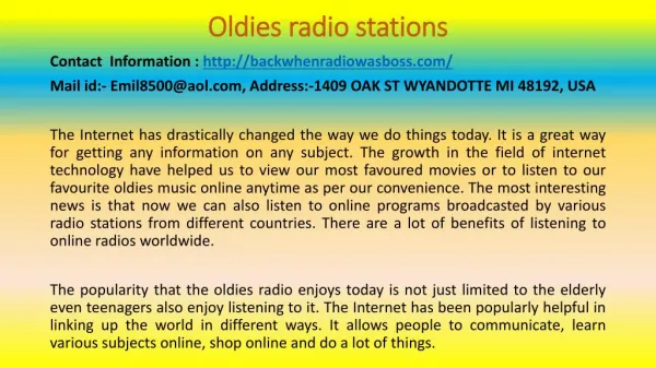 The Advantages of Online Oldies Radio Stations