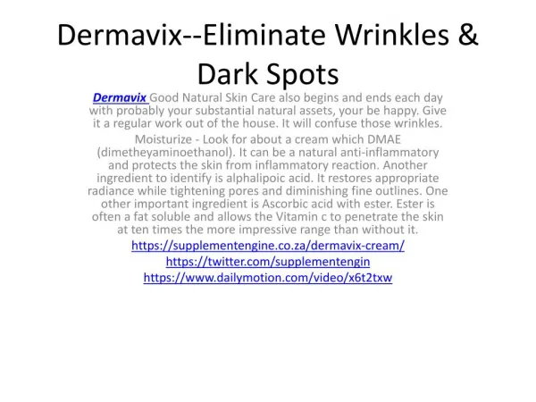 Dermavix--Restore Your Radiant,Firmer Skin