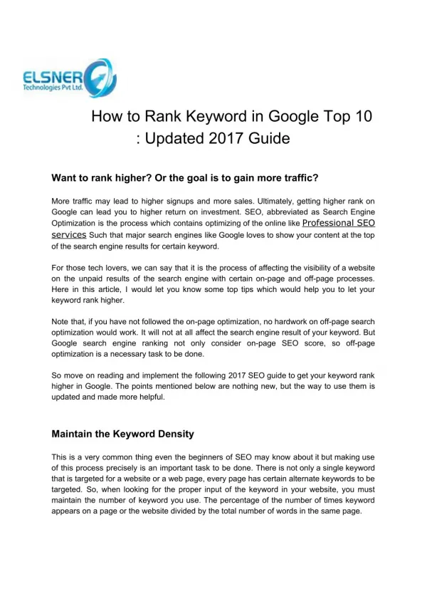 How To Rank Keyword In Google Top 10