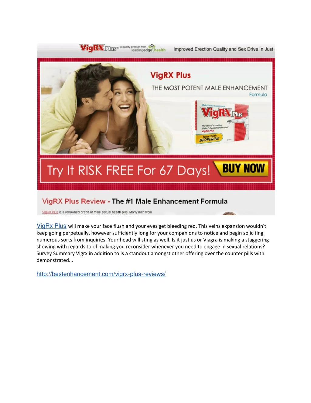 vigrx plus will make your face flush and your