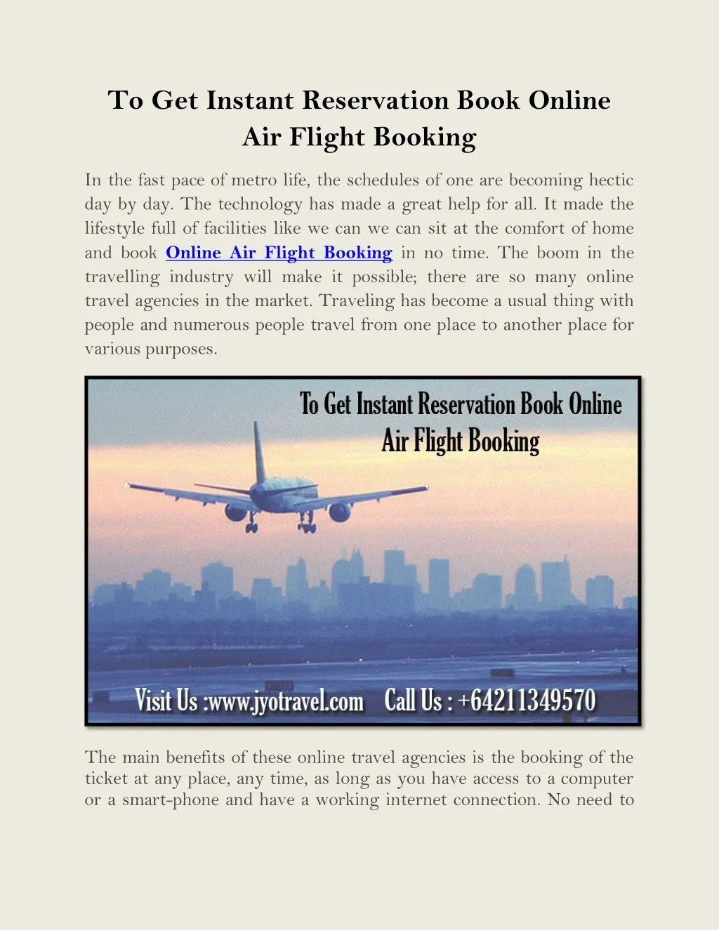 to get instant reservation book online air flight