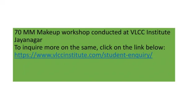 VLCC Makeup Workshop Programme