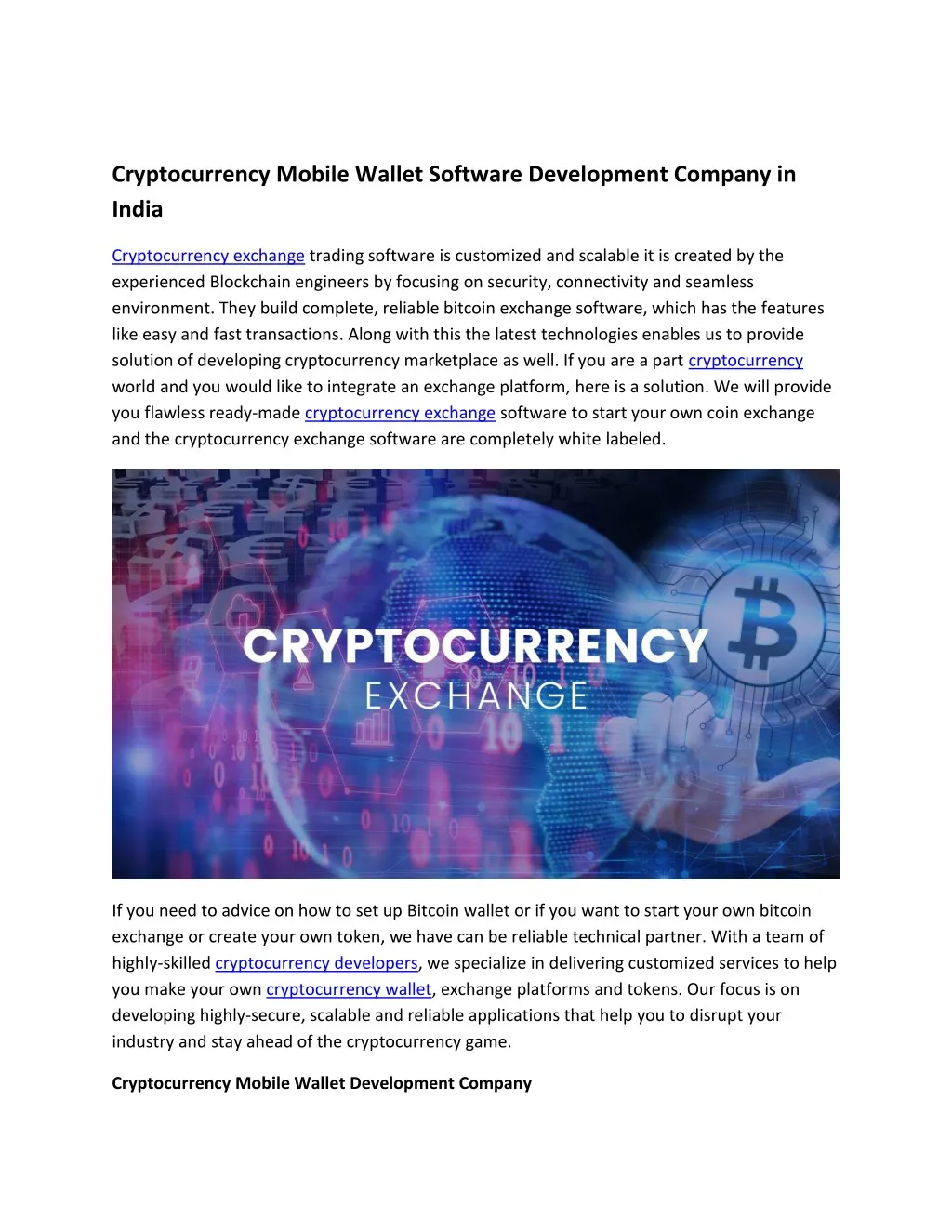 cryptocurrency mobile wallet software development