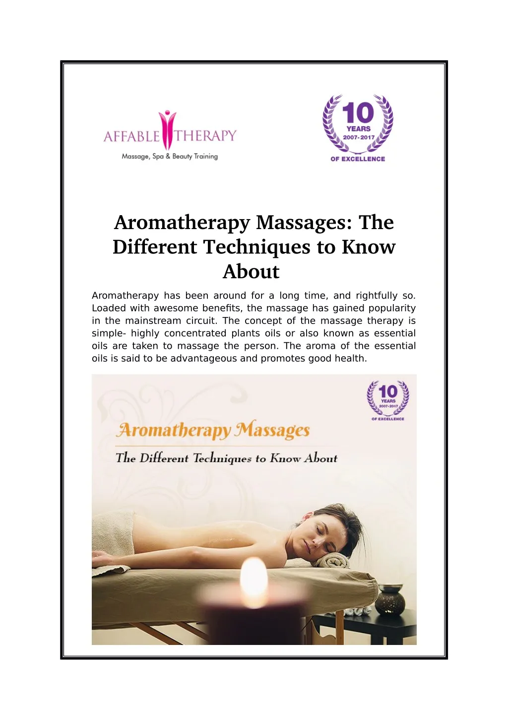 aromatherapy massages the different techniques