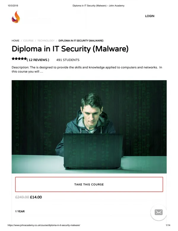 Diploma in IT Security (Malware) - John Academy