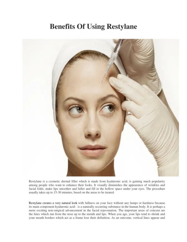 Benefits Of Using Restylane