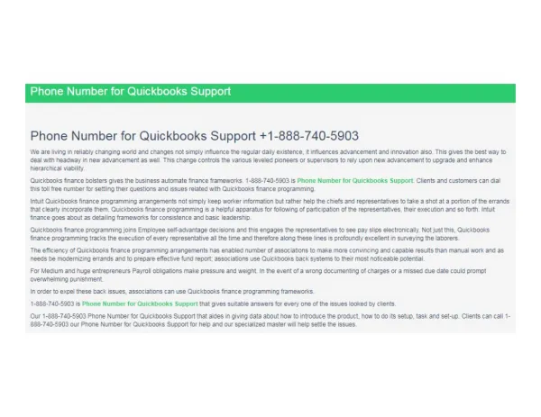 Phone Number for Quickbooks Support