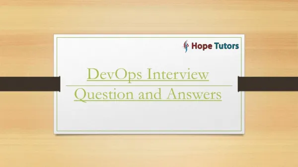 DevOps Interview Question and Answers
