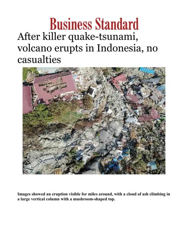 After killer quake-tsunami, volcano erupts in Indonesia, no casualties