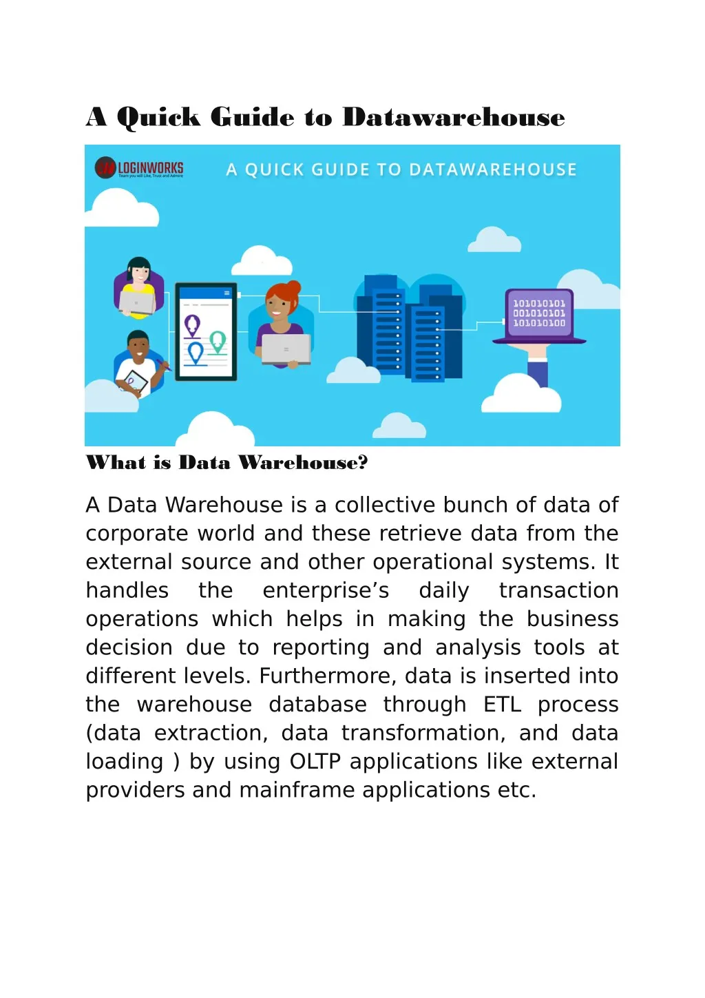 a quick guide to datawarehouse