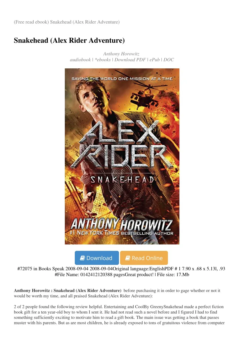 free read ebook snakehead alex rider adventure