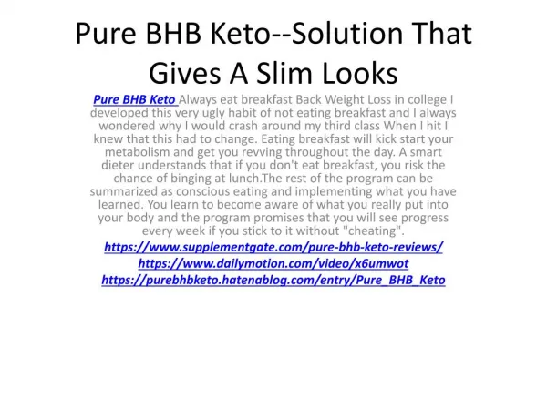 Pure BHB Keto--Perfect Solution To Weight Lose