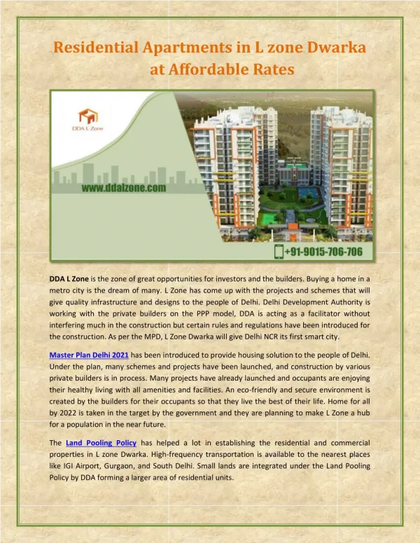 Residential Apartments in L zone Dwarka at Affordable Rates