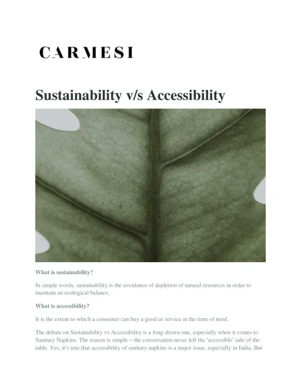 Carmesi-Sustainability vs Accessibility-Safest Menstruation Care
