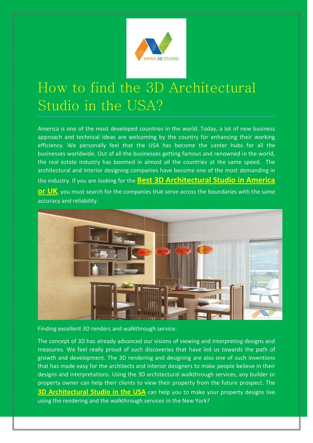 how to find the 3d architectural studio in the usa