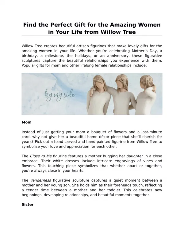 Find the Perfect Gift for the Amazing Women in Your Life from Willow Tree