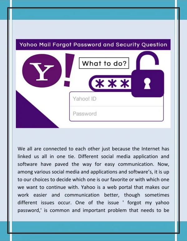 Yahoo Mail Forgot password and Security Question: What to Do?