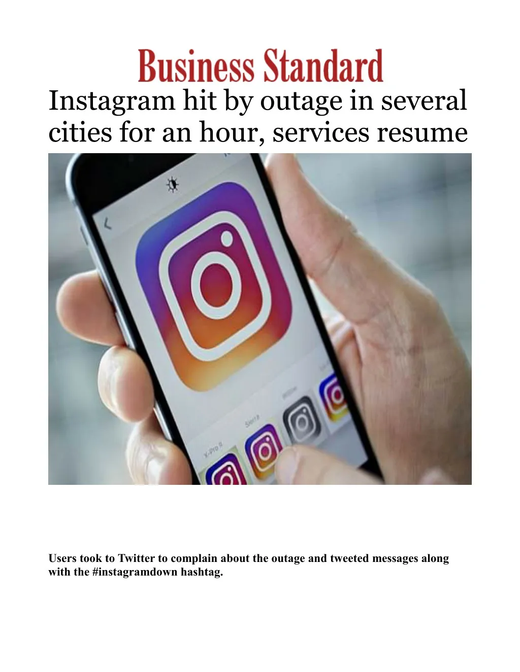 instagram hit by outage in several cities