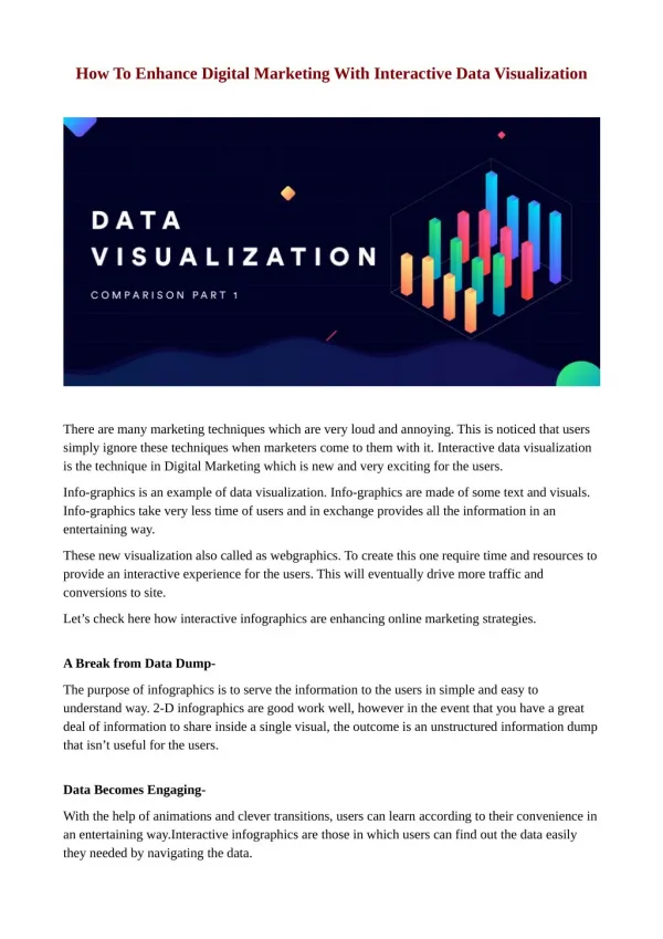 How To Enhance Digital Marketing With Interactive Data Visualization
